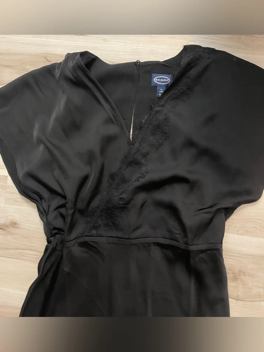 Scoop NYC Black Lace-Trim Dress with V-Neck - Picture 4 of 6